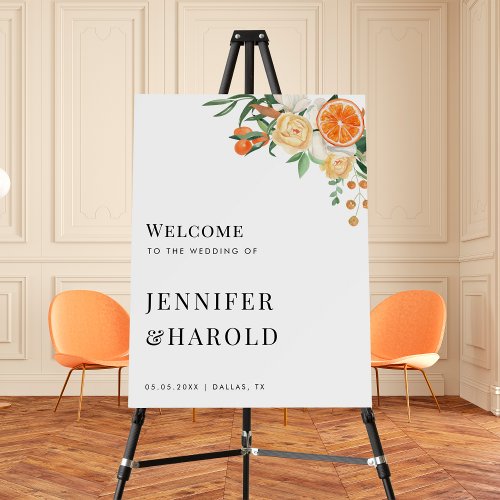 Citrus Orange Summer Floral Wedding Welcome Sign