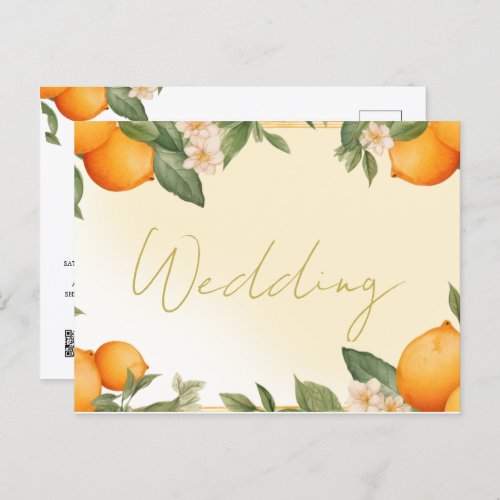 Citrus Orange Summer Wedding Invitation Postcard