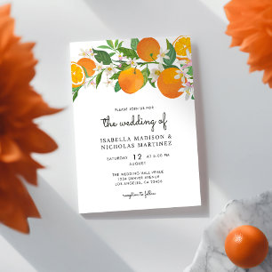 Citrus Orange Tangerine Floral Wedding Invitation