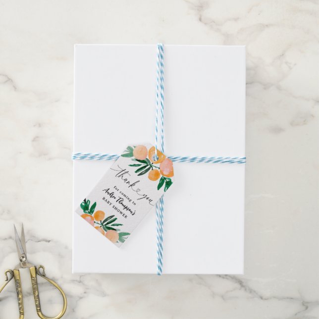 Citrus Orange Thank You Baby Shower Gift Tags (With Twine)