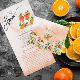 Citrus Orange Watercolor Bridal Shower All In One Invitation