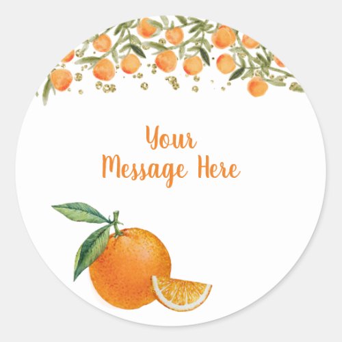 Citrus Orange Watercolor Message Sticker