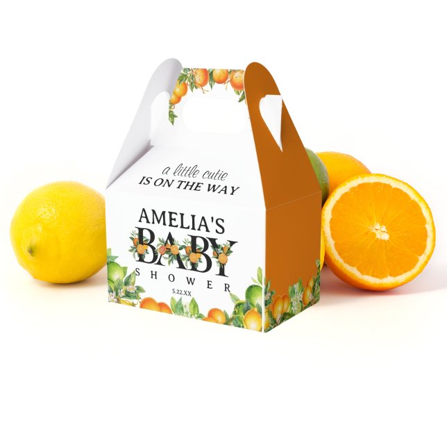 Citrus Orange White Floral Thank You Baby Shower Favor Boxes (Creator Uploaded)