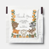 Citrus Orange Woodland Animals Baby Shower Favors Hand Sanitizer Packet