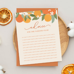 Citrus Oranges Baby Shower Advice for Parents Card