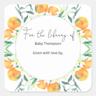 Citrus oranges - baby shower bookplate