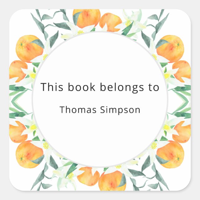 Citrus oranges - baby shower bookplate (Front)