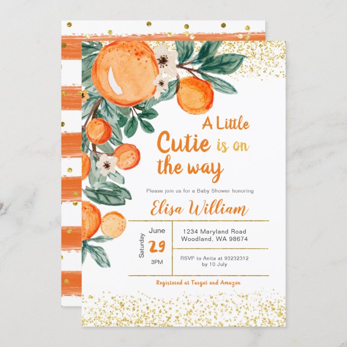 Citrus Oranges Baby Shower Invitation Zazzle