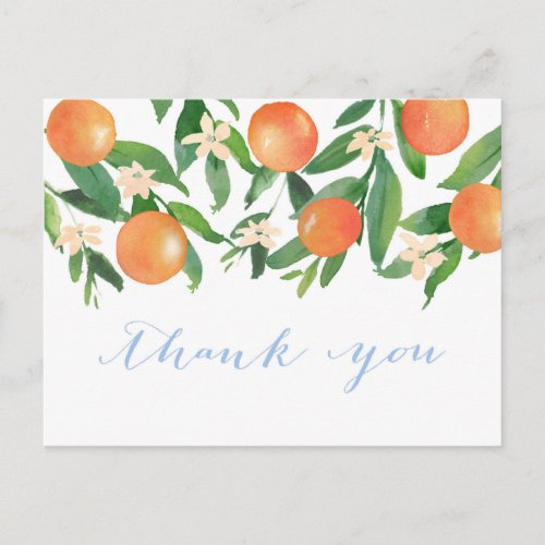 Citrus oranges blue boy Baby Shower thank you Postcard