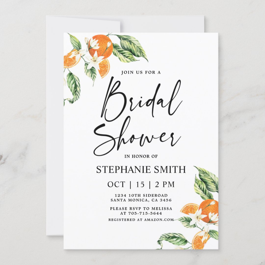 Citrus Oranges Bridal Shower Invitation | Zazzle