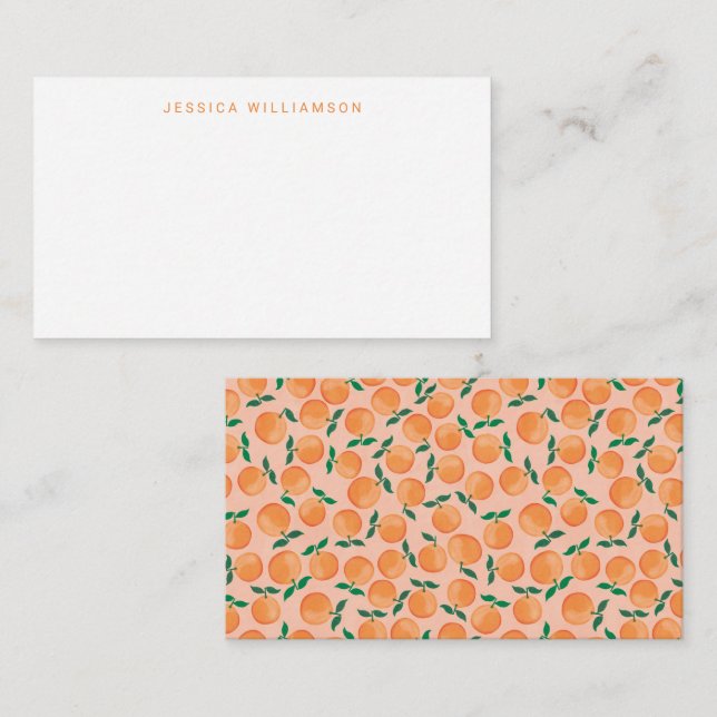 Citrus Oranges Fruit Custom Name Gift Enclosure Note Card (Front/Back)