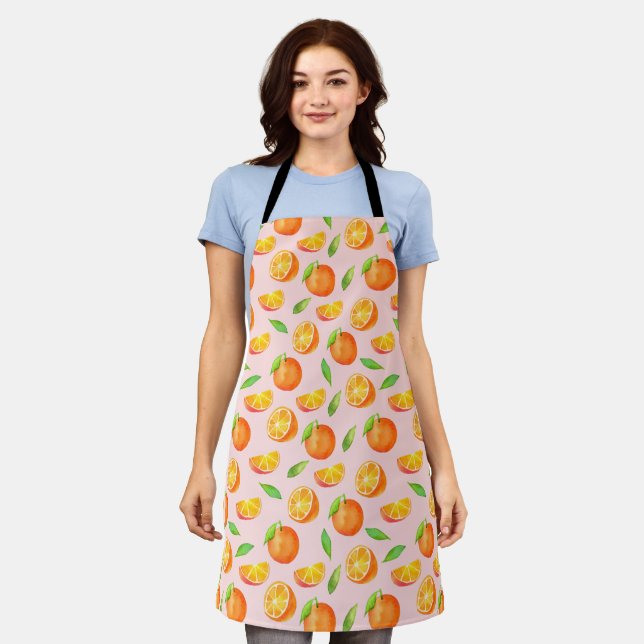 Citrus Oranges Fruit Pattern Apron (Worn)