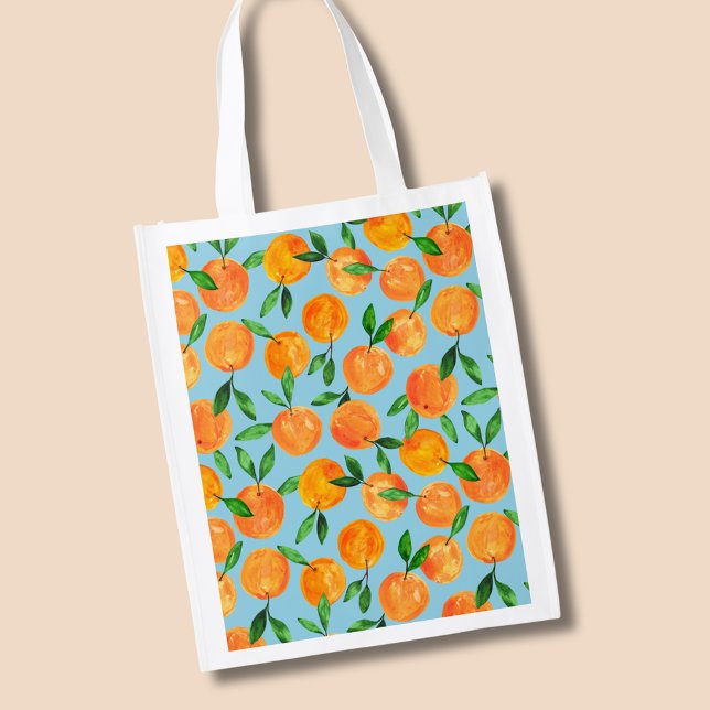 Citrus oranges fruit pattern grocery bag (Summer fruit, citrus orange fruit pattern grocery bag)