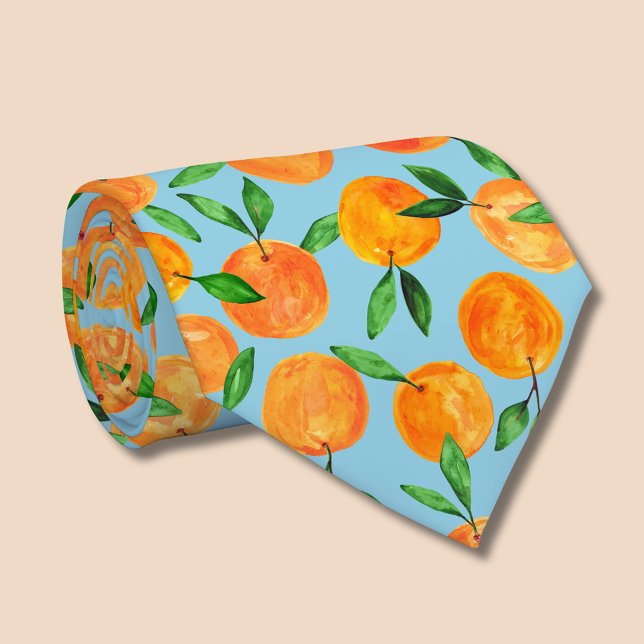 Citrus oranges fruit pattern neck tie (Summer fruit, citrus orange fruit pattern neck tie)