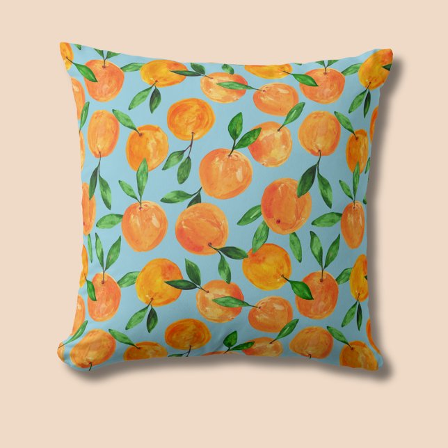 Citrus oranges fruit pattern throw pillow (Summer fruit citrus orange pattern throw pillow cushion)