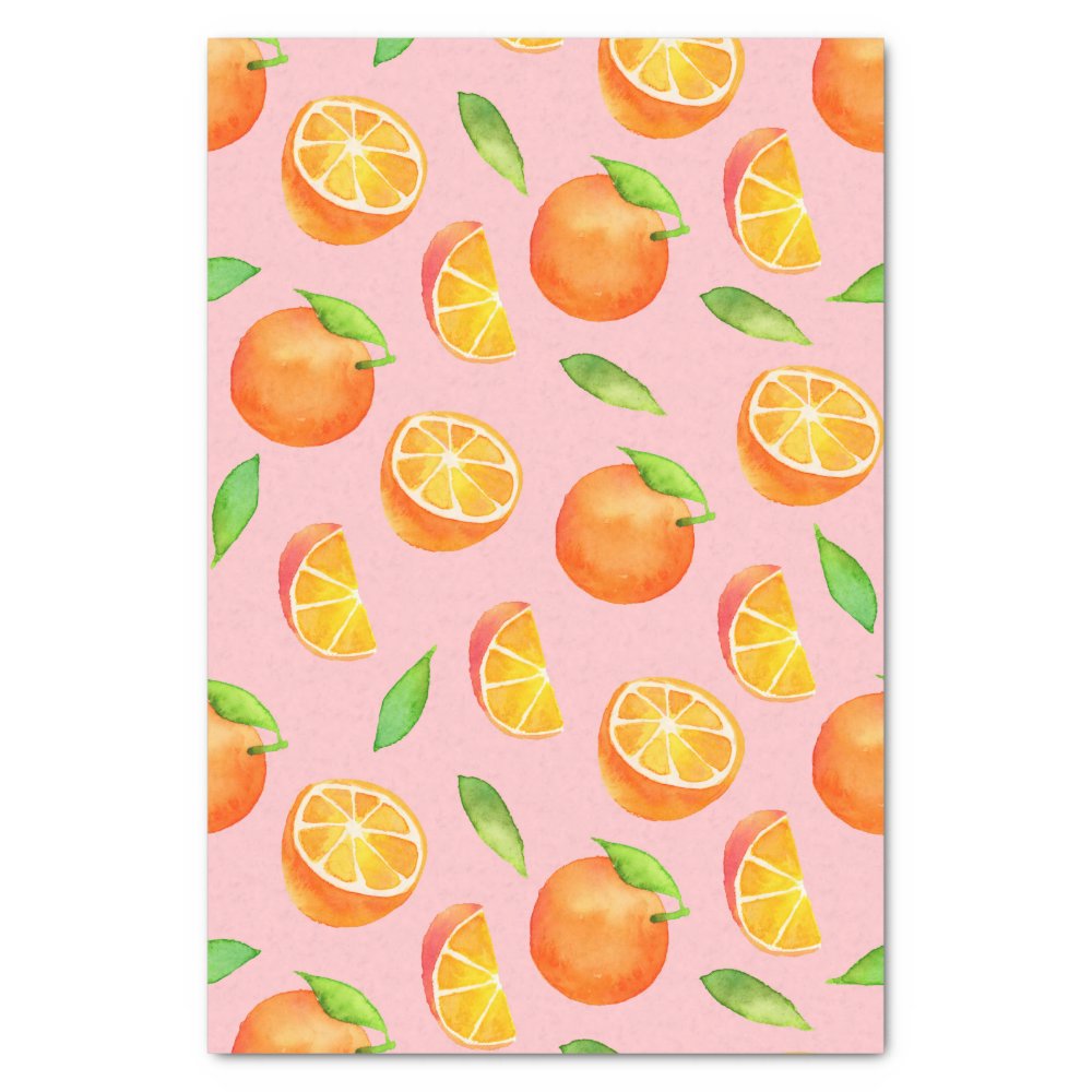 Disover Citrus Oranges Fruit Watercolor Pattern Tissue Paper