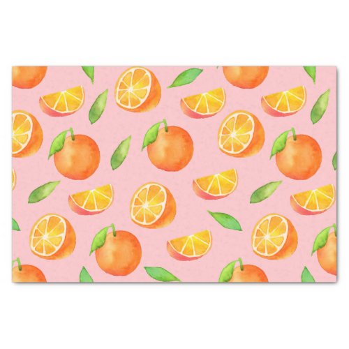 Citrus Oranges Fruit Watercolor Pattern Tissue Paper
