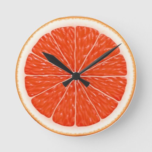 Citrus Oranges Fun Red Slice Round Clock
