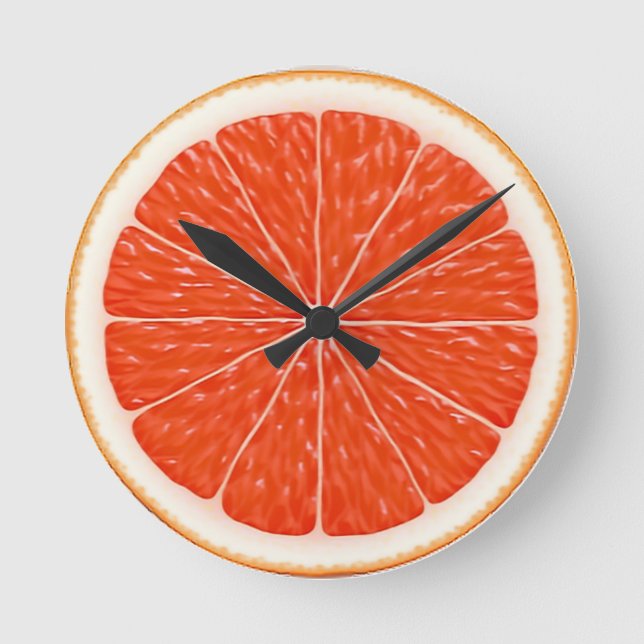 Citrus Oranges Fun Red Slice Round Clock (Front)
