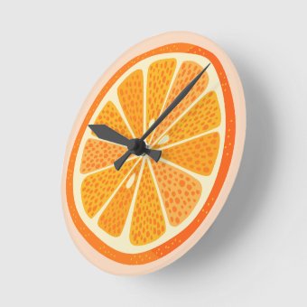 Citrus Oranges Fun Round Clock | Zazzle