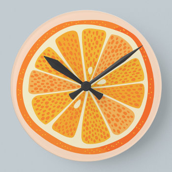 Citrus Oranges Fun Round Clock by Squirrell at Zazzle