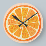 Citrus Oranges Fun Round Clock at Zazzle