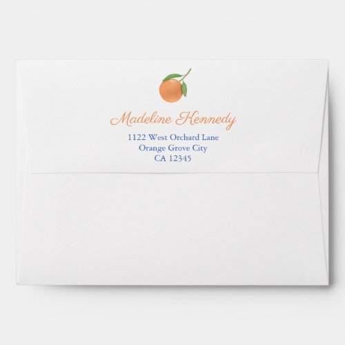 Citrus Oranges Italian Blue Tiles Return Address Envelope