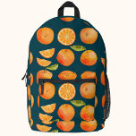 Citrus Oranges Printed Backpack<br><div class="desc">Delicious fruity citrus oranges pattern.  Original art by Nic Squirrell.</div>