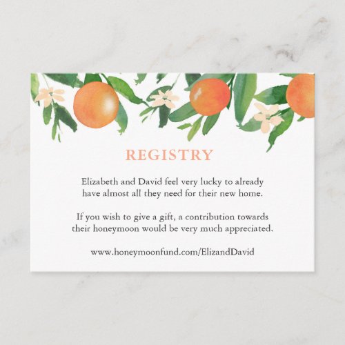 Citrus Oranges Shower Registry or Details Enclosure Card