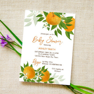Citrus oranges summer baby shower invitation