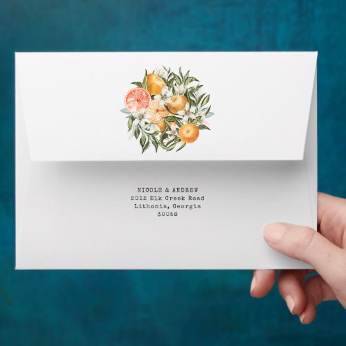 Citrus Orchard  Boho Botanical Wedding Envelope