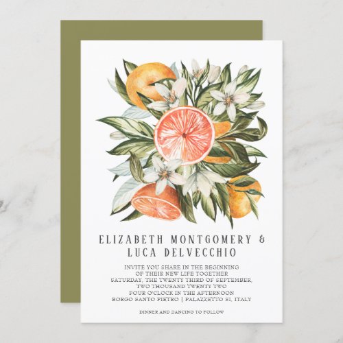 Citrus Orchard  Boho Botanical Wedding Invitation