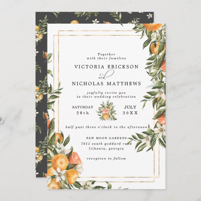 Citrus Orchard | Boho Botanical Wedding Invitation (Front/Back)