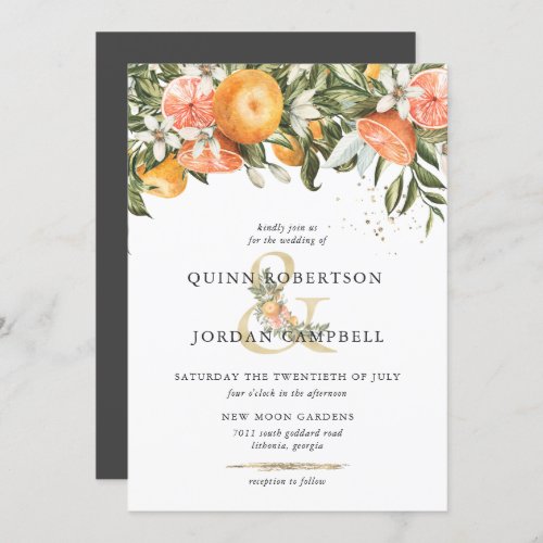 Citrus Orchard  Boho Botanical Wedding Invitation