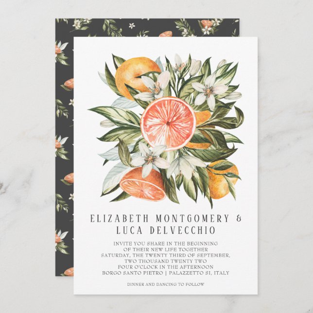 Citrus Orchard | Boho Botanical Wedding Invitation (Front/Back)