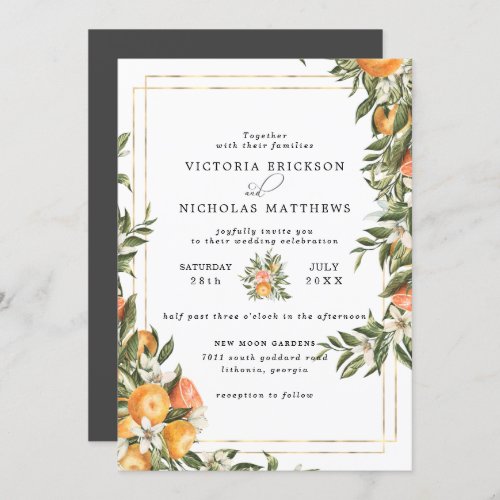 Citrus Orchard  Boho Botanical Wedding Invitation