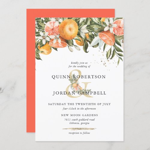 Citrus Orchard  Boho Botanical Wedding Invitation