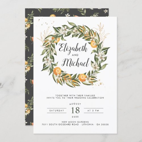 Citrus Orchard  Boho Botanical Wedding Invitation