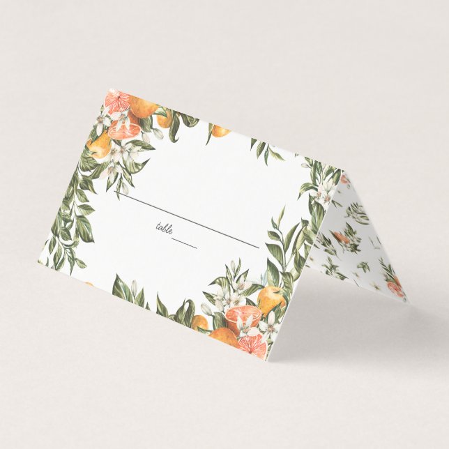 Citrus Orchard Boho Greenery Wedding Place Card (Front)
