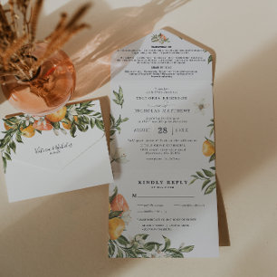 Citrus Orchard Botanic All in One Wedding Invite