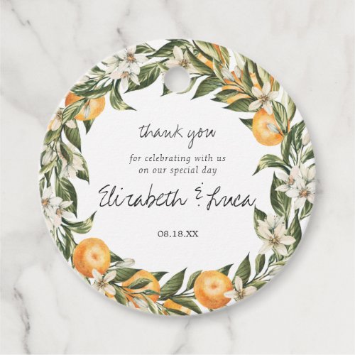 Citrus Orchard Botanical Wreath Wedding Thank You Favor Tags