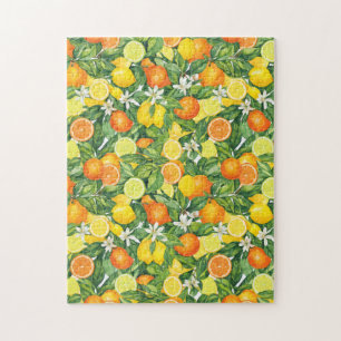 Citrus Orchard Harvest: Lemon & Orange pattern Jigsaw Puzzle