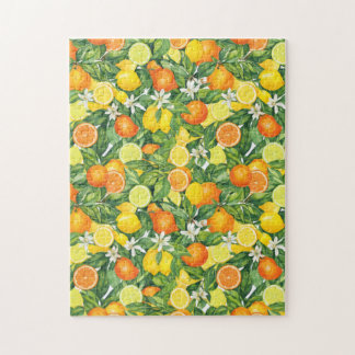 Citrus Orchard Harvest:  Lemon & Orange pattern Jigsaw Puzzle