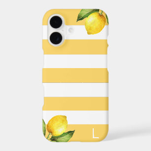 Citrus Orchard Lemon Stripe Monogram iPhone 17 Case