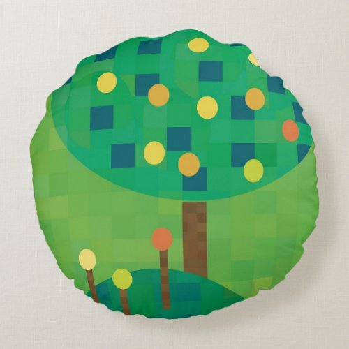 Citrus orchard round pillow