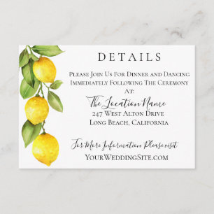 Citrus Orchard Wedding Details Invitation
