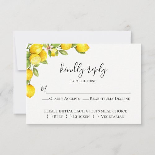 Citrus Orchard Wedding Meal Choice RSVP Card