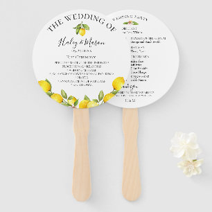 Citrus Orchard Wedding Program Hand Fans