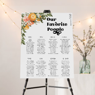 Citrus Orchard Wedding Table Seating Foam Board