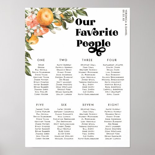 Citrus Orchard  Wedding Table Seating Poster